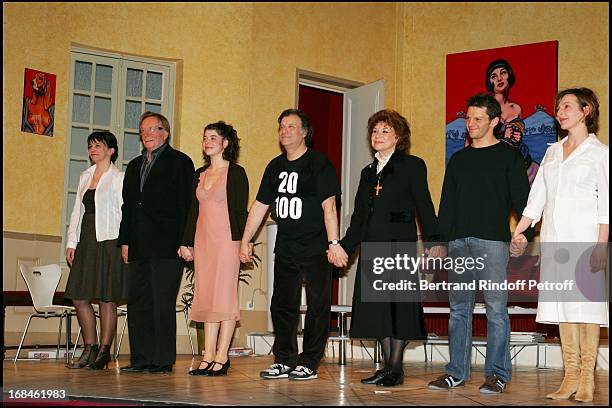 Marie Cuvelier, Bernard Dheran, Zoe Nonn, Daniel Russo, Claire Maurier, Yvon Martin and Sophie Mounicot at Laurant Baffie And His Theatrical Group...