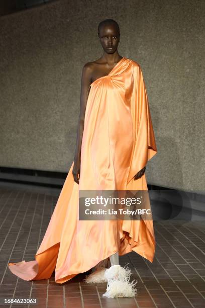 Model walks the runway at the Roksanda show during London Fashion Week September 2023 at on September 16, 2023 in London, England.