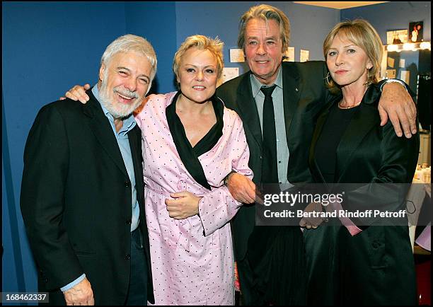 Muriel Robin, Professor Alain Delon, Marine Jacquemin and Guy Bedos at Muriel Robin Gives Profits Of Her Show To Afghans Kids Association .