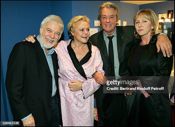 Muriel Robin, Professor Alain Delon, Marine Jacquemin and Guy Bedos at Muriel Robin Gives Profits Of Her Show To Afghans Kids Association .