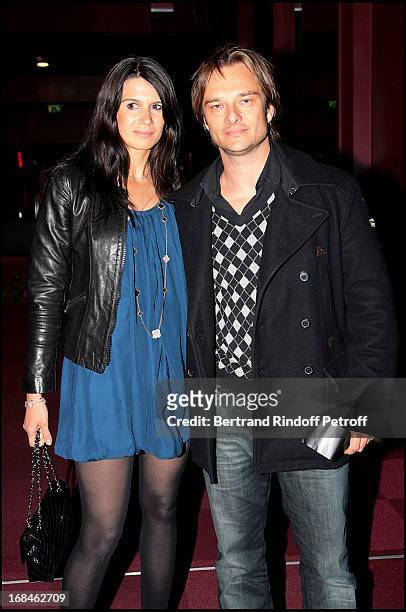 David Hallyday and wife Alexandra Pastor at Screening Of The Film Shine A Light By Martin Scorsese At Olympia In Paris.