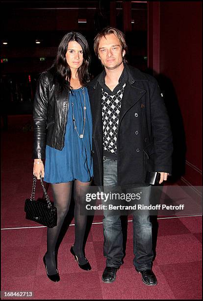 David Hallyday and wife Alexandra Pastor at Screening Of The Film Shine A Light By Martin Scorsese At Olympia In Paris.