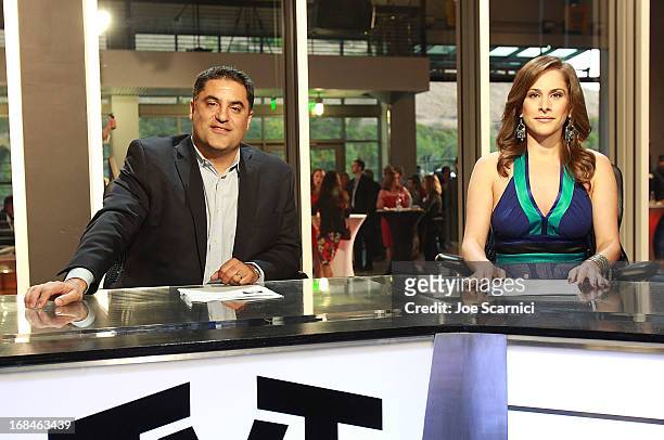 Cenk Uygur and Ana Kasparian attend the Young Turks celebration of 1 billion views at YouTube LA on May 9, 2013 in Playa Vista, California.