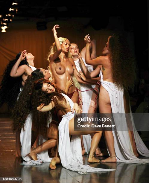 Models walks the runway at the Di Petsa show during London Fashion Week September 2023 at The Old Selfridges Hotel on September 15, 2023 in London,...