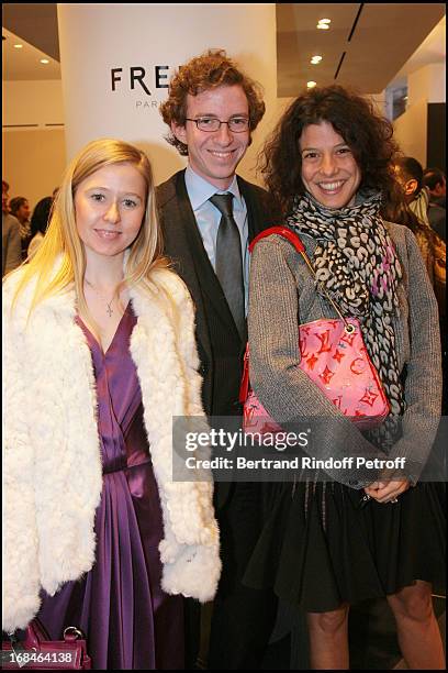 Stephanie Watine Arnault and brother Ludovic, Camille Miceli at Opening Party Of The Fred Boutique And Its Baby Galerie On Vendome Square In Paris.