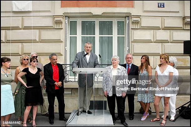 Marie Amelie Seigner, Francis Perrin, Marcel Bezonnet, Francoise Seigner, Jean Tiberi, Mathilde Seigner and Catherine Lara at Commemorative Plaque...