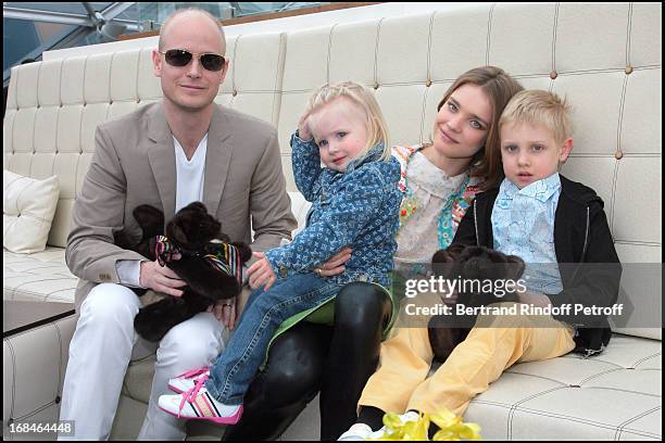 Natalia Vodianova with husband Lord Justin Portman and their two children Lucas and Neva at The Re-opening Of Louis Vuitton Store In Moscow In...