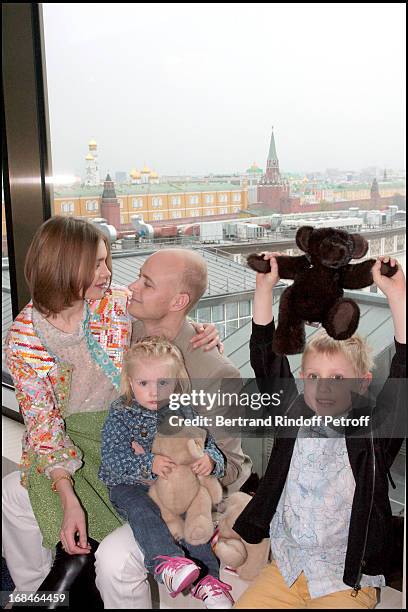 Natalia Vodianova with husband Lord Justin Portman and their two children Lucas and Neva at The Re-opening Of Louis Vuitton Store In Moscow In...