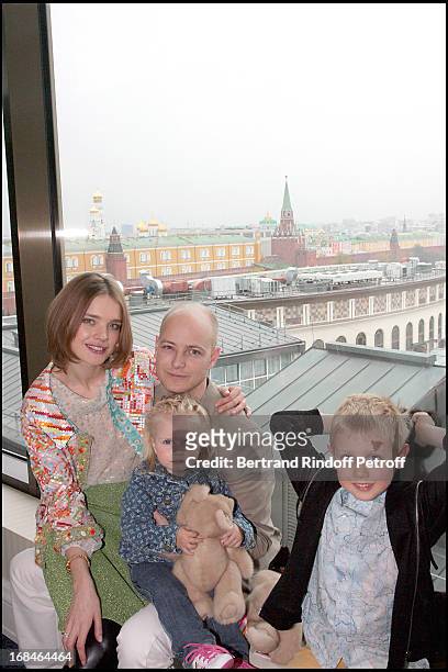Natalia Vodianova with husband Lord Justin Portman and their two children Lucas and Neva at The Re-opening Of Louis Vuitton Store In Moscow In...