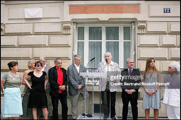 Marie Amelie Seigner, Francis Perrin, Marcel Bezonnet, Francoise Seigner, Jean Tiberi, Mathilde Seigner and Catherine Lara at Commemorative Plaque...