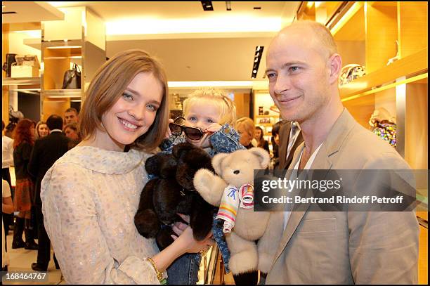 Natalia Vodianova and husband Lord Justin Portman and their daughter Neva at The Re-opening Of Louis Vuitton Store In Moscow In Association With...