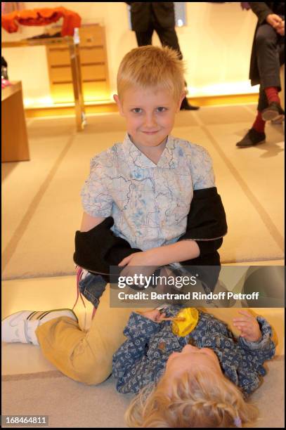 Natalia Vodianova's daughter Neva and son Lucas at The Re-opening Of Louis Vuitton Store In Moscow In Association With Natalia Vodianova 's...