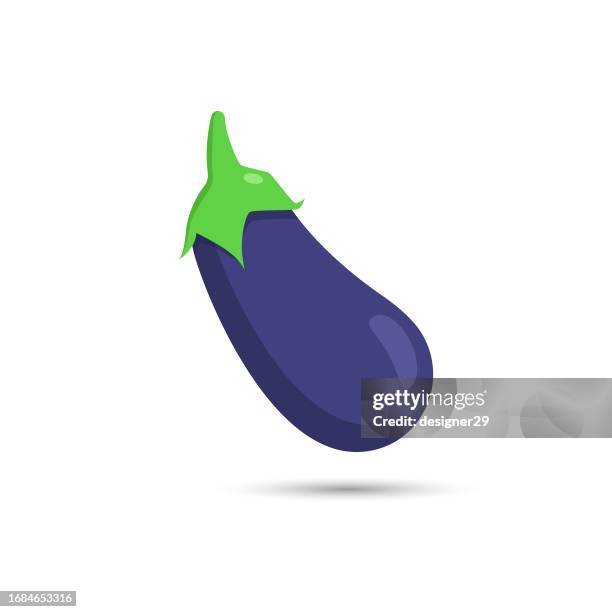 eggplant icon flat design. - aubergine emoji stock illustrations