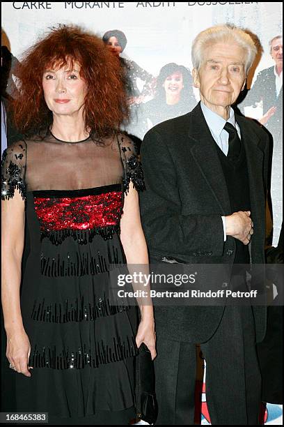 Sabine Azema, Alain Resnais - Premiere of the movie "Coeurs" at the Gaumont cinema on the Champs Elysees in Paris.