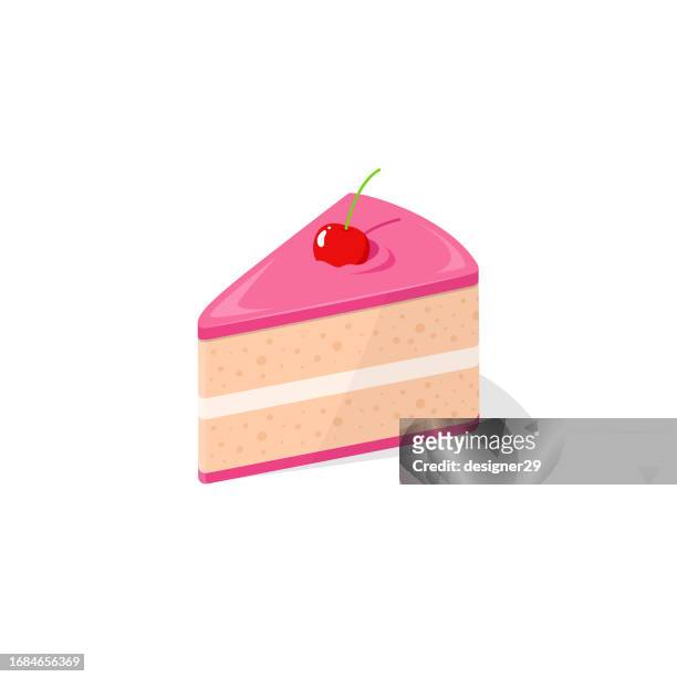 ilustrações, clipart, desenhos animados e ícones de fatia do projeto do vetor do bolo no fundo branco. - fatia de bolo