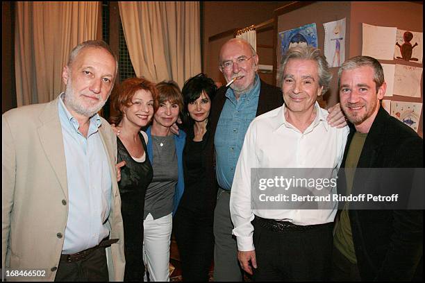 Francois Berleand, Agathe Nathanson, Anne Andrei, Evelyne Bouix, Jean Pierre Marielle, Pierre Arditi and son Frederic at The Theatre Production...