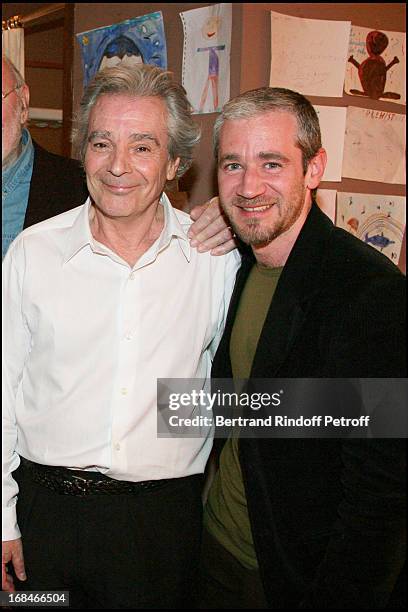 Pierre Arditi and son Frederic at The Theatre Production Tailleur Pour Dames At Theatre Edouard Vii In Paris Is Broadcast By The TV Chanel France 2.