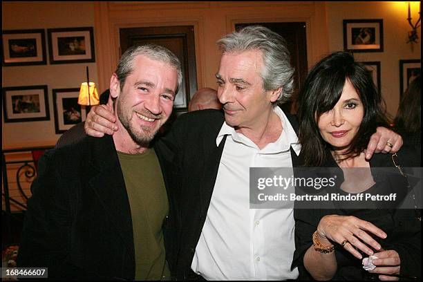 Pierre Arditi and son Frederic with Evelyne Bouix at The Theatre Production Tailleur Pour Dames At Theatre Edouard Vii In Paris Is Broadcast By The...