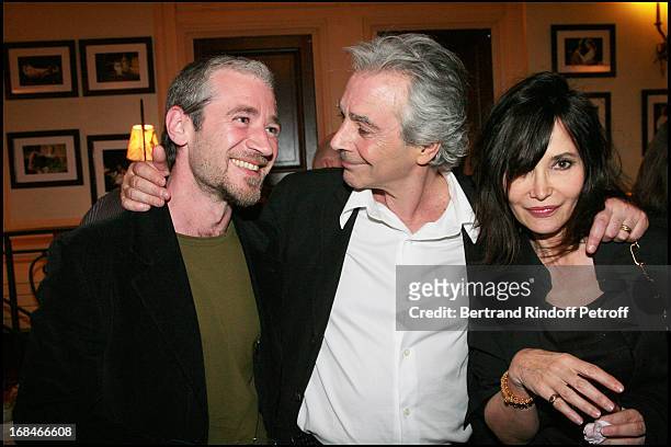 Pierre Arditi and son Frederic with Evelyne Bouix at The Theatre Production Tailleur Pour Dames At Theatre Edouard Vii In Paris Is Broadcast By The...
