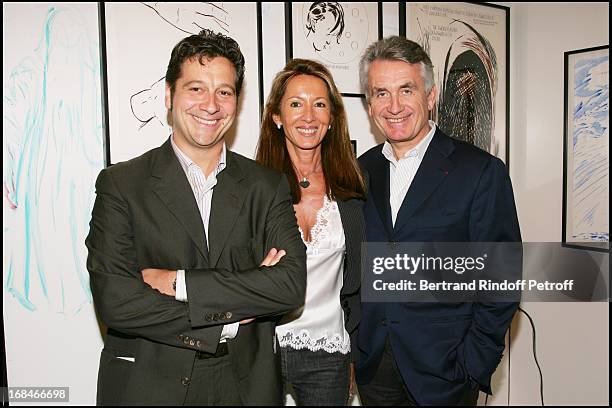 Laurent Gerra and Gilbert and Nicole Coullier at Private Viewing Of The Exhibition "Where Are We Going?" In Venice.