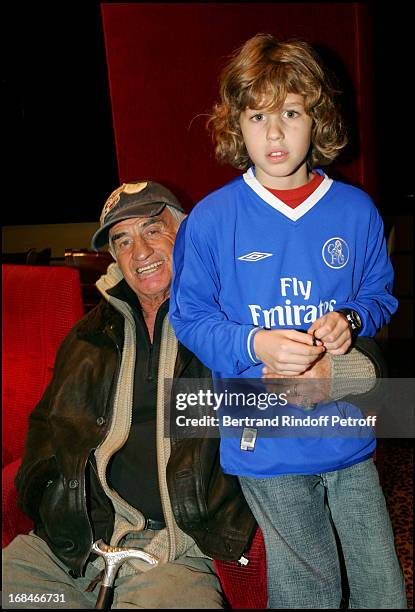 Jean-Paul Belmondo and grandson Victor at Screening Of The Short Film "Acharnes" At Planet Hollywood.