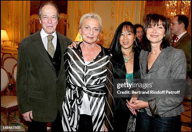 Count and Countess De Paris, Mai Chen Chalais and Muriel Rose - Private screening of the documentary "Un Nom En Heritage" at the Meurice Hotel in the...