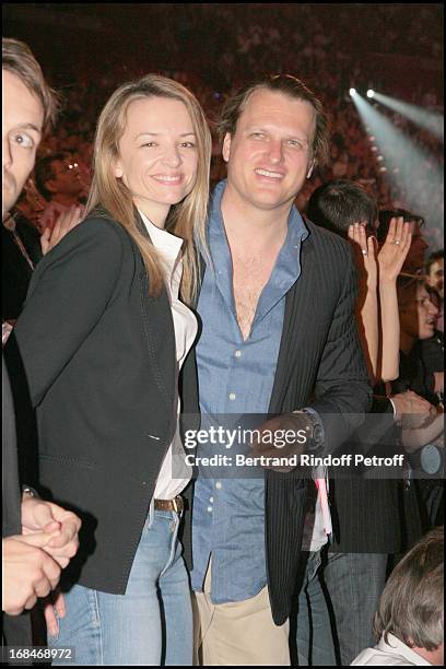 Delphine Vallarino Gancia and husband Alessandro at The Celine Dion Concert At Bercy.