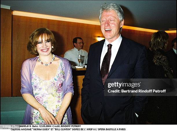 Madame "Akram Ojjeh" and "Bill Clinton" at L'Arop Gala At L'Opera Bastille In Paris.