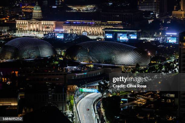 Carlos Sainz of Spain driving the Ferrari SF-23 on track during qualifying ahead of the F1 Grand Prix of Singapore at Marina Bay Street Circuit on...