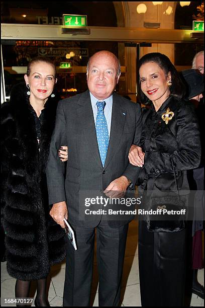 Baron and Baroness Emmanuel Reille and Judith Pisar, chairman of Arts France - Usa - Comic Operetta representation "Candide" at the Chatelet to the...