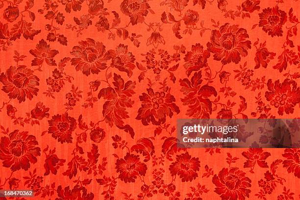 antique velvet wall, red flower texture - velvet stock pictures, royalty-free photos & images