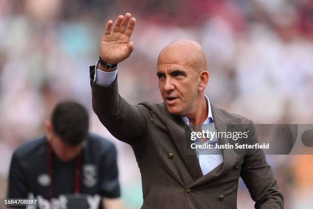 Paolo Di Canio, former West Ham United player reacts prior to the Premier League match between West Ham United and Manchester City at London Stadium...