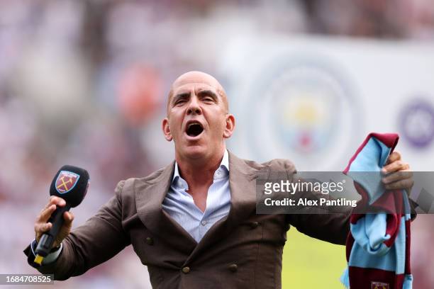 Paolo Di Canio, former West Ham United player reacts prior to the Premier League match between West Ham United and Manchester City at London Stadium...