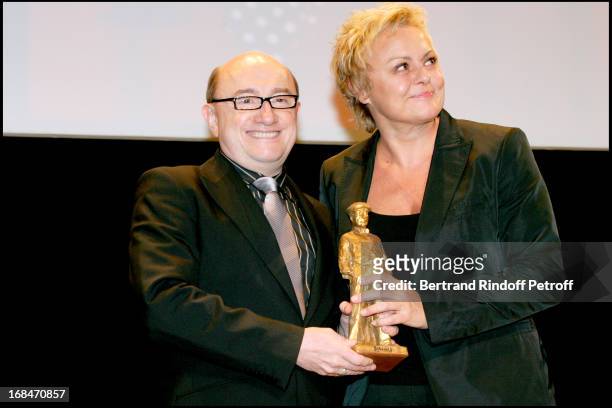Muriel Robin and Michel Blanc - First ceremony of the "Raimu Awards" of theatrical comedy and French cinema at the "Espace Pierre Cardin" in Paris .