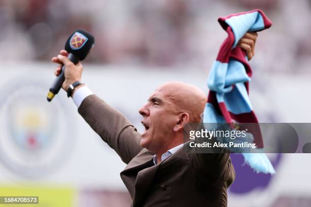 Paolo Di Canio, former West Ham United player reacts prior to the Premier League match between West Ham United and Manchester City at London Stadium...