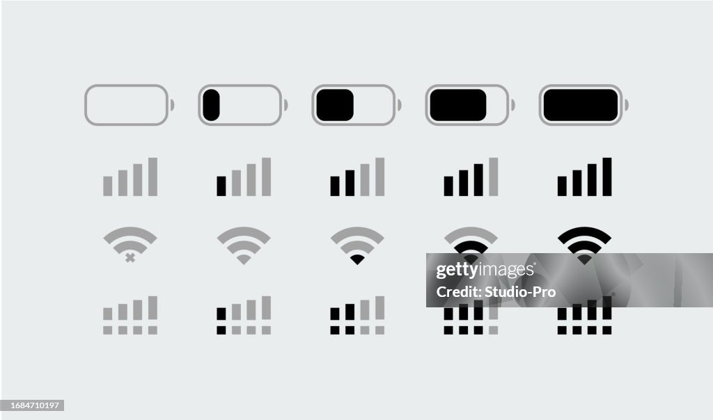 Vecteur de jeu d’icônes de la barre d’état du smartphone