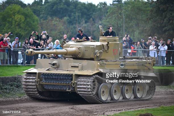 The German Tiger 131 tank puts on a display in the main ring at The Tank Museum, on September 16, 2023 in Bovington, Dorset. The Tank Museum's Tiger...