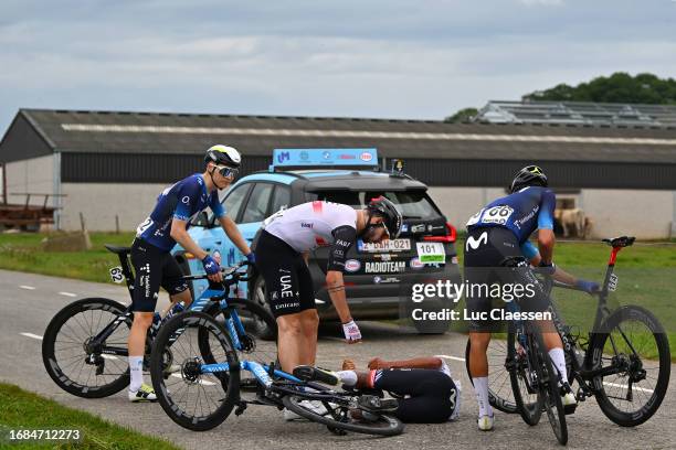 Juri Hollmann of Germany and Movistar Team, Alvaro Hodeg of Colombia and UAE Team Emirates, Abner González of Puerto Rico and Vinicius Rangel of...