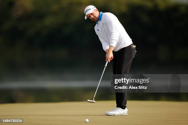 Ben Silverman of Canada putts on the sixth green during the first round of the Simmons Bank Open for the Snedeker Foundation at The Grove on...