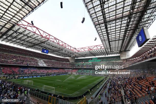 General view inside the stadium prior to the Serie A TIM match between FC Internazionale and AC Milan at Stadio Giuseppe Meazza on September 16, 2023...