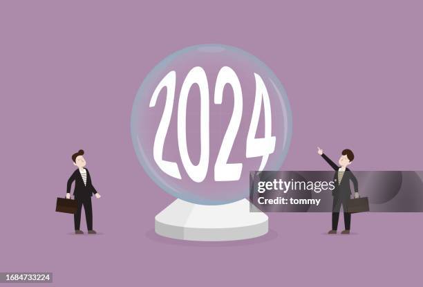 2024 crystal ball forecasting to grow business for a vision of success and strategic planning concept - crystal ball stock illustrations