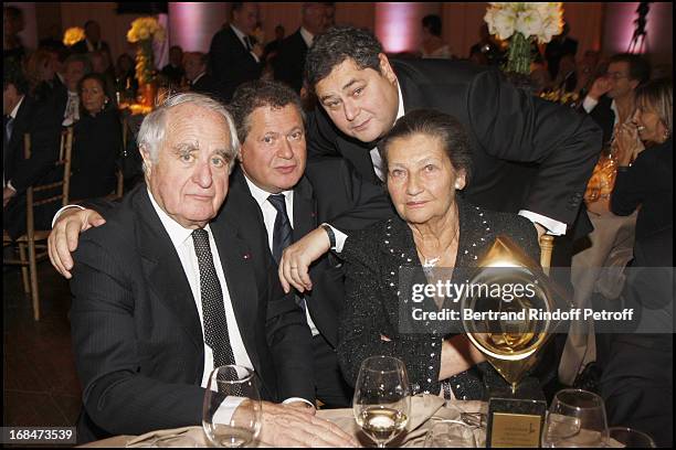 Simone Veil with husband Antoine with their children Jean and Pierre Francois Veil at The Gala Scopus Award 2007 Organised By L' Universite Hebraique...