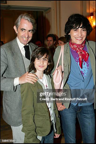 Ines De La Fressange, Luigi D'Urso and their daughter Nine at Dayle Haddon "Mes 5 Secrets De Jeunesse" Booksigning At Plaza Athenee.