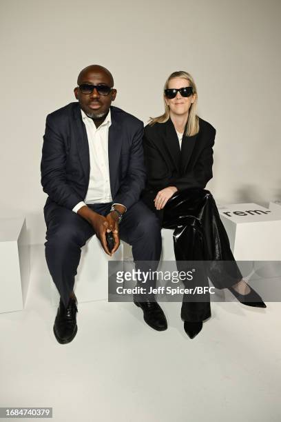 Edward Enninful and Laura Ingham attend the 16Arlington show during London Fashion Week September 2023 at the Alva Coachworks on September 16, 2023...