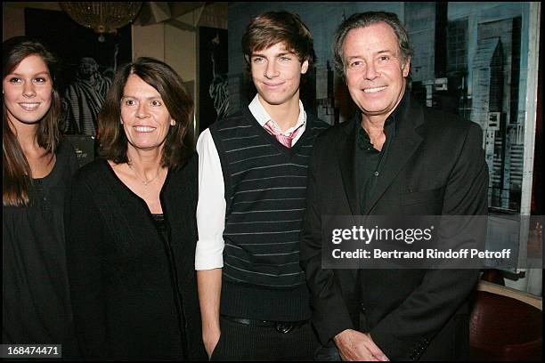 Michel Leeb with wife Beatrice and their son Tom and daughter Fanny at Michel Leeb's 30 Year Career Celebration At Palais Des Congres In Paris.