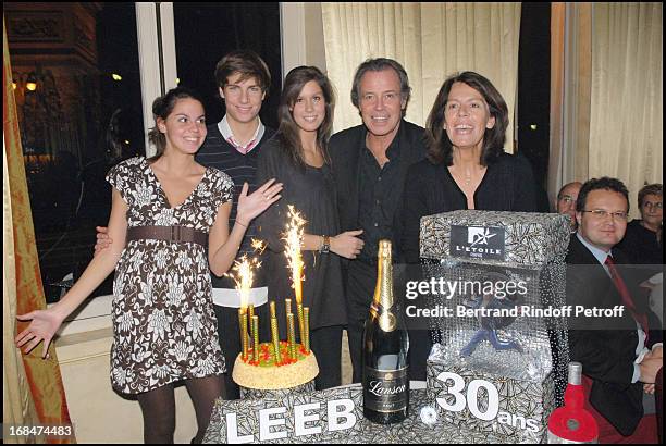 Michel Leeb with wife Beatrice their son Tom and their daughters Elsa Et Fanny at Michel Leeb's 30 Year Career Celebration At Palais Des Congres In...