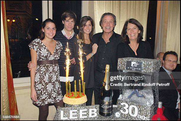 Michel Leeb with wife Beatrice their son Tom and their daughters Elsa Et Fanny at Michel Leeb's 30 Year Career Celebration At Palais Des Congres In...