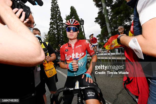 Lennert Van Eetvelt of Belgium and Team Lotto Dstny reacts after the 78th Tour of Spain 2023, Stage 20 a 207.8km stage from Manzanares El Real to...