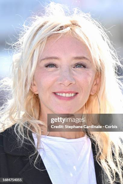 Sylvie Testud attends the "Knok" Photocall during the 25th La Rochelle Fiction Festival on September 16, 2023 in La Rochelle, France.
