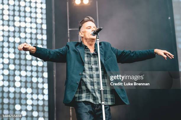 Ricky Ross of Deacon Blue performs at BBC Radio 2 In The Park 2023 at Victoria Park on September 16, 2023 in Leicester, England.